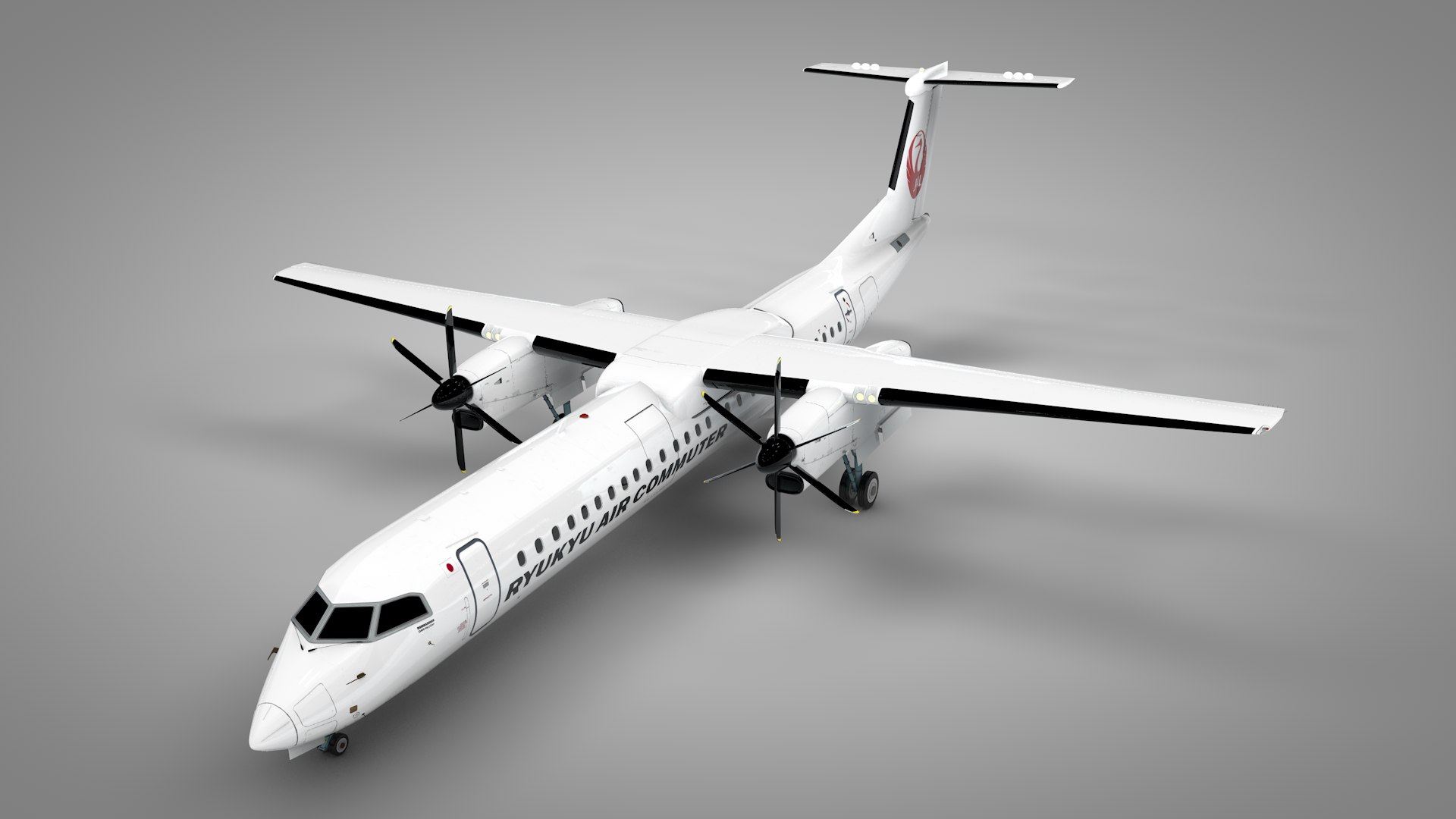 3D Japan Airlines Ryukyu Air Commuter Bombardier DHC-8 Q400 Dash 8