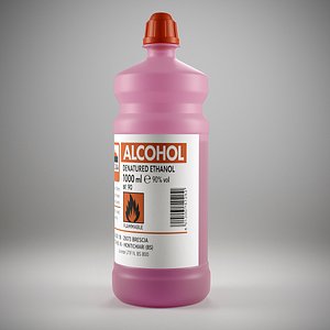 Realistic Plastic Denatured Alcohol Bottle