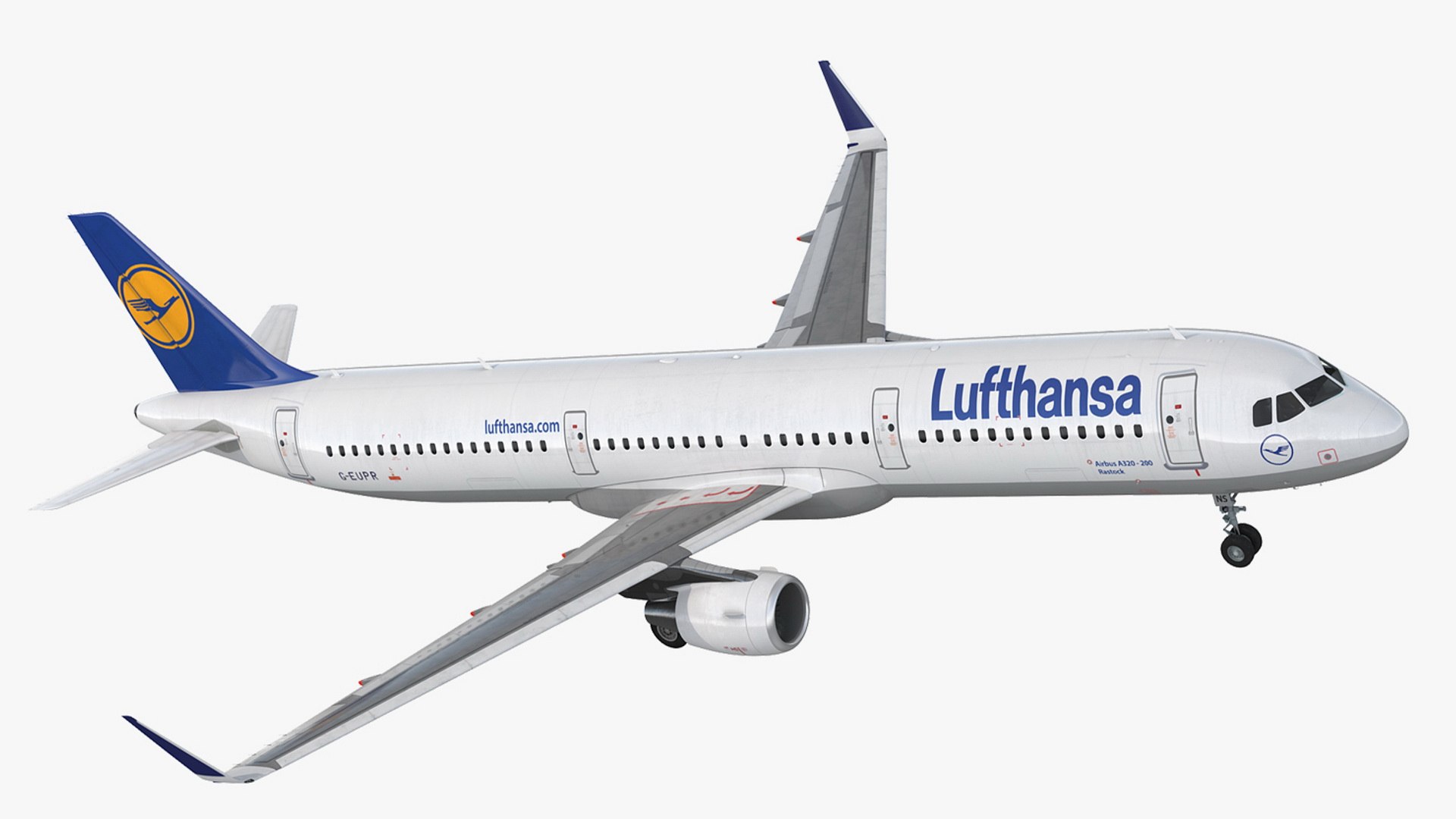 Lufthansa Airbus A321 with Interior and Doors Rigged 3D model preview