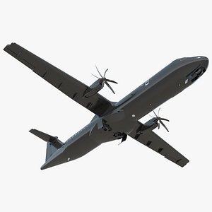 Maritime Patrol Aircraft with Twin Turboprops Black Rigged for Cinema 4D