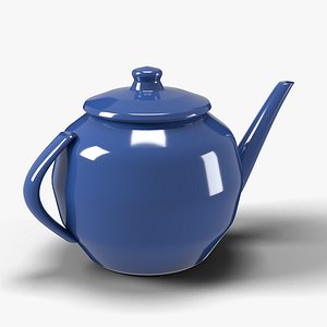 Glazed Ceramic Teapot with Lid in Deep Blue - Kitchen Prop