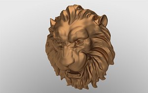 Lion head sculpture for Viz and 3d printing