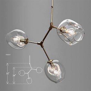 Branching bubble 3 lamps CLEAR GOLD
