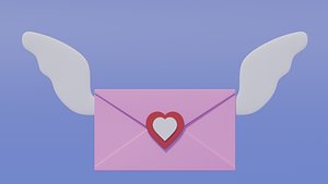 3D model Cartoon Flying Envelope With Wings