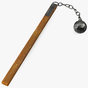Medieval Flail with Ball and Chain 3D Model