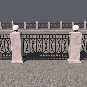 iron fence lights 3D model