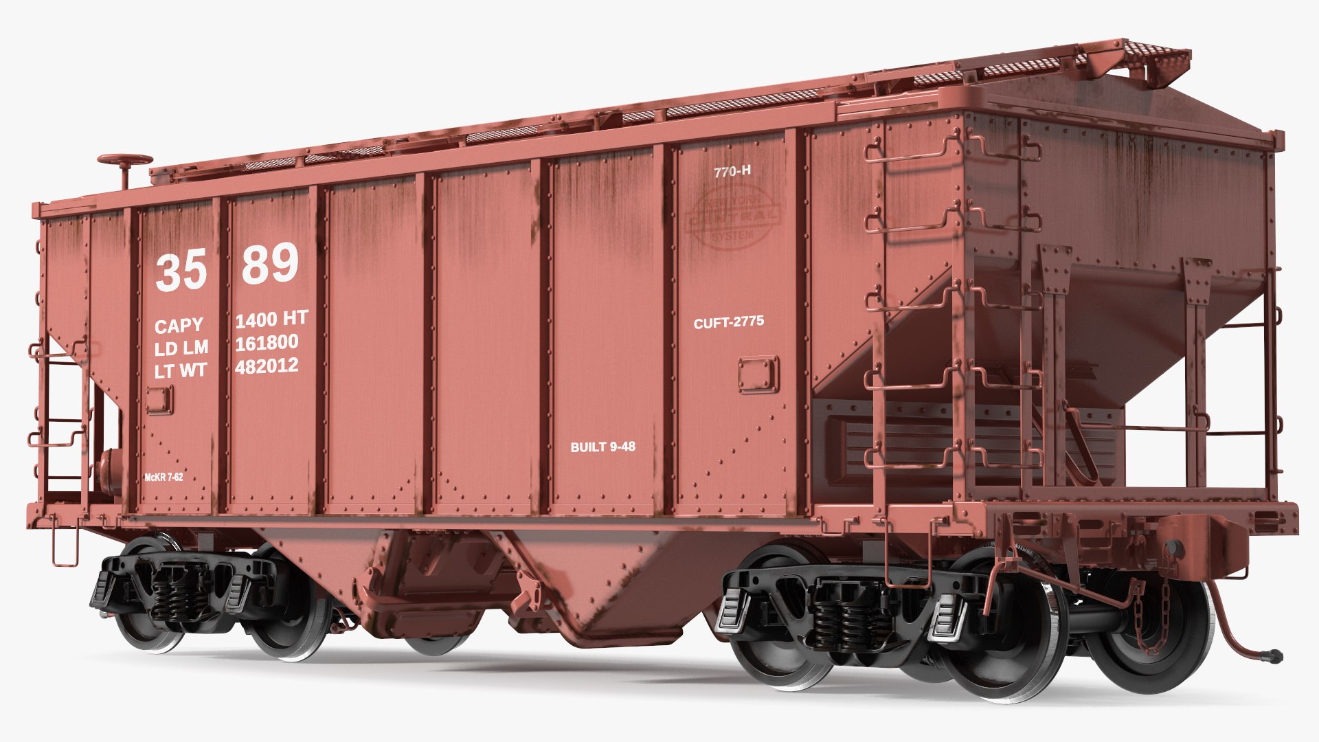 2 Bay Covered Hopper 3D model preview
