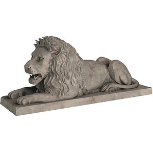 Stone Lion Sitting Sculpture 3D model