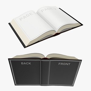 3D Open book with blank pages and book jacket mockup