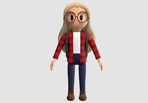 student cartoon girl