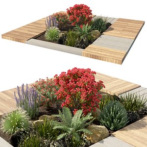 3D flower planter with wooden deck