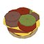 3D burger hamburger junk food