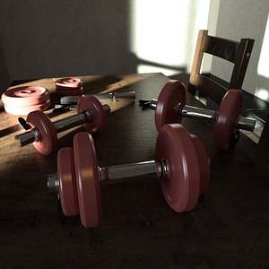 dumbbell bar weights 3d model