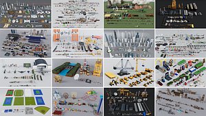 Realistic City Bundle Mega Pack Collection 3D model