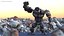 Cartoon Character Gray Stone Golem Happy Pose