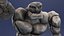 Cartoon Character Gray Stone Golem Happy Pose