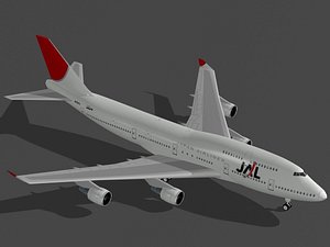 b 747-400 japan airlines 3d model
