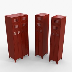3D PBR School Gym Locker 10 - Red