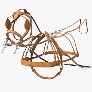 leather single driving harness 3D model