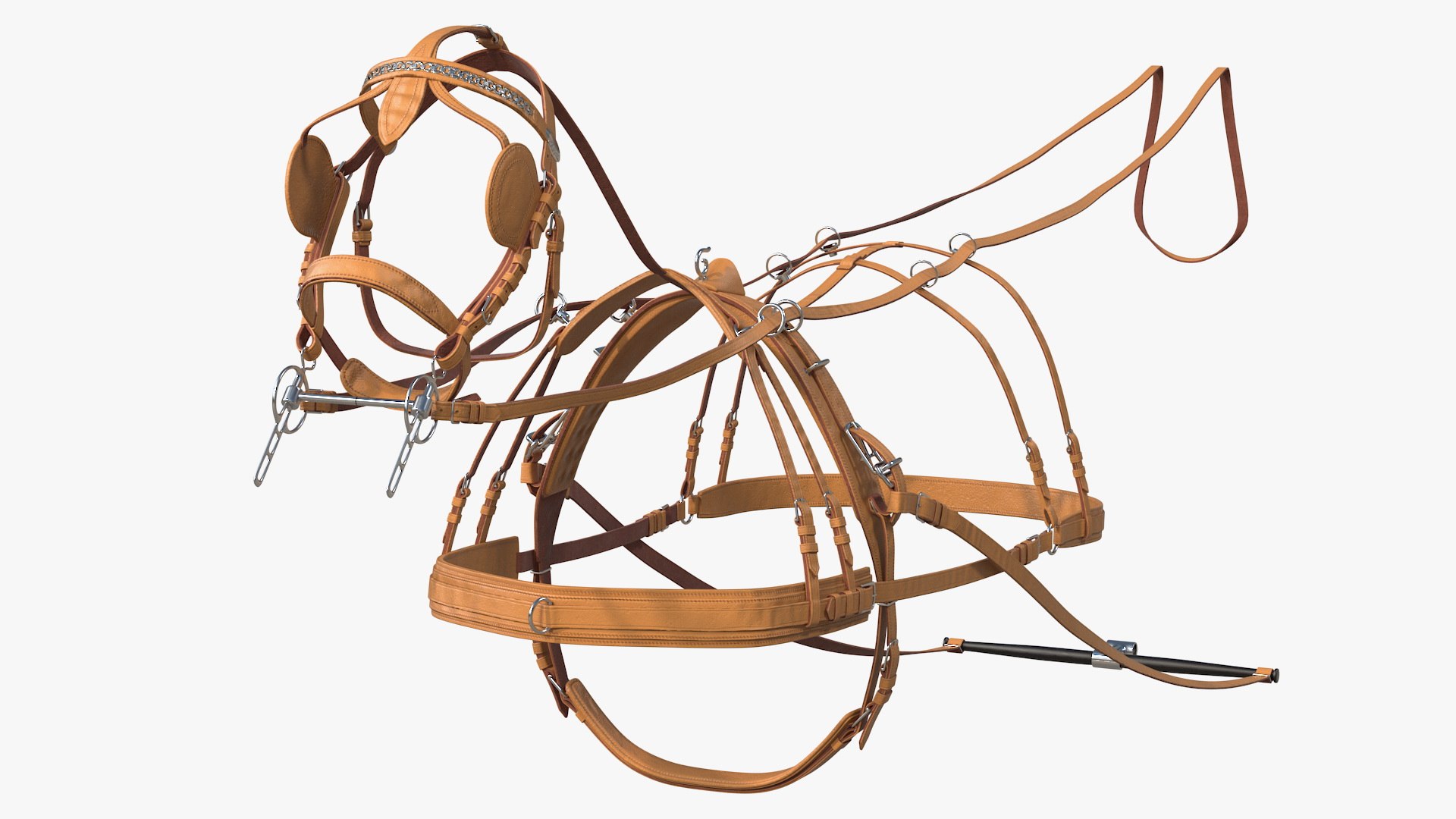 Leather Single Driving Harness 3D model preview