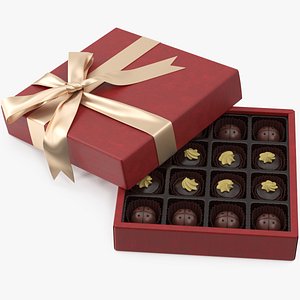 Luxury Chocolate Box Open Red model
