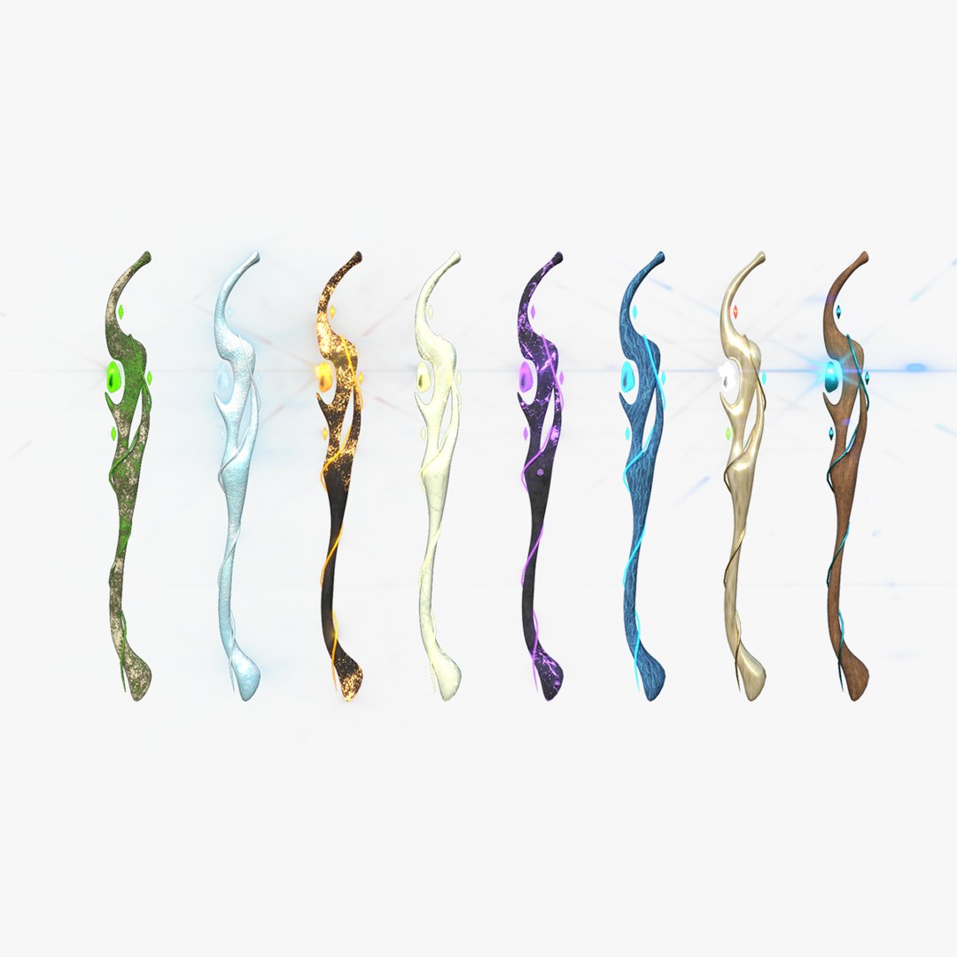 08 판타지 마법사 지팡이 컬렉션 - 중세 무기 3D 모델 - TurboSquid 1774788, image size:1080x1080