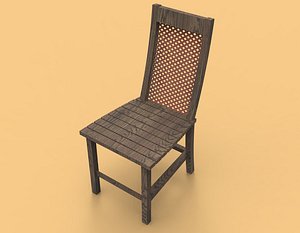 3D Wooden Armless Chair model