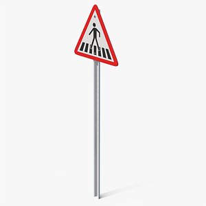 Crosswalk Road Sign Pole