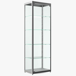 3D Glass Display Case Wide Silver