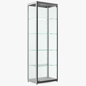 Glass Display Case Wide Silver