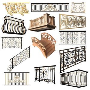 3D Railing Balcony and  Footbridge Collection