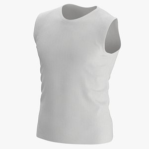 Sleeveless Worn Male Type 01 Pose 02 Blank White and Branded Heather 3D model