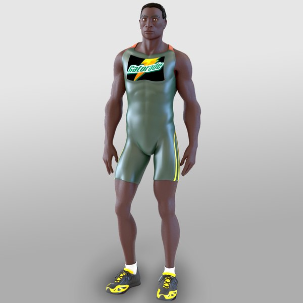 3d model athlete rigged run animation