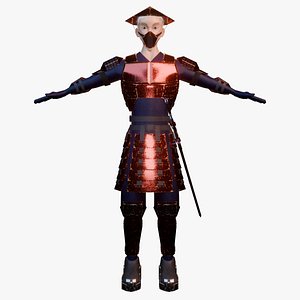 Dual Bladed Retrofuturistic Samurai  Game Model 3D model
