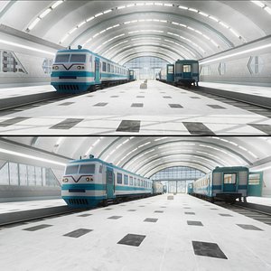 3D model train station 02