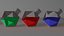 Pociones de ocho tipos low poly Con 3 variantes Health Mana stamina OBJ