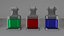 Pociones de ocho tipos low poly Con 3 variantes Health Mana stamina OBJ