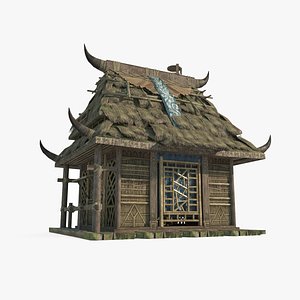 Small thatched hut in ancient Asian architecture 3D model