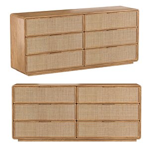 SANTIAGO CANE 6-DRAWER DRESSER