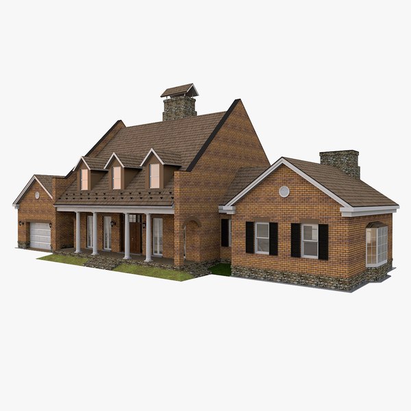 3D american suburban house model