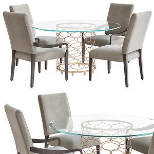 BOLLINGER ROUND DINING TABLE WITH GLASS TO