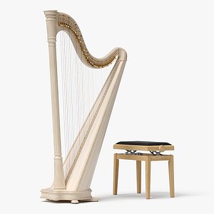 realistic lever harp bench 3D model