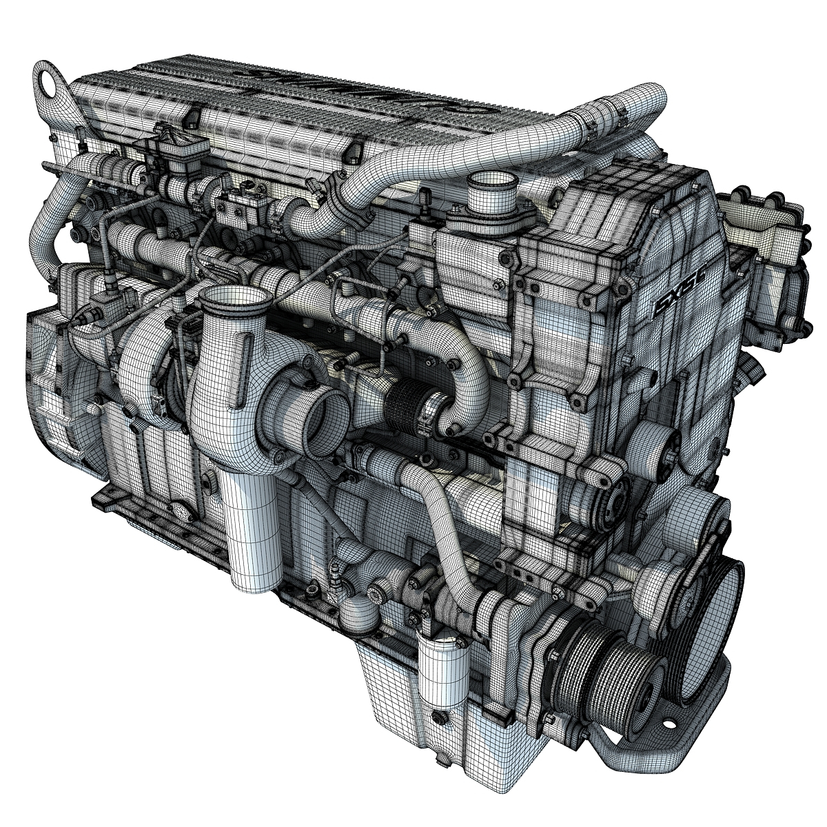 3d model isx15 cummins diesel engine