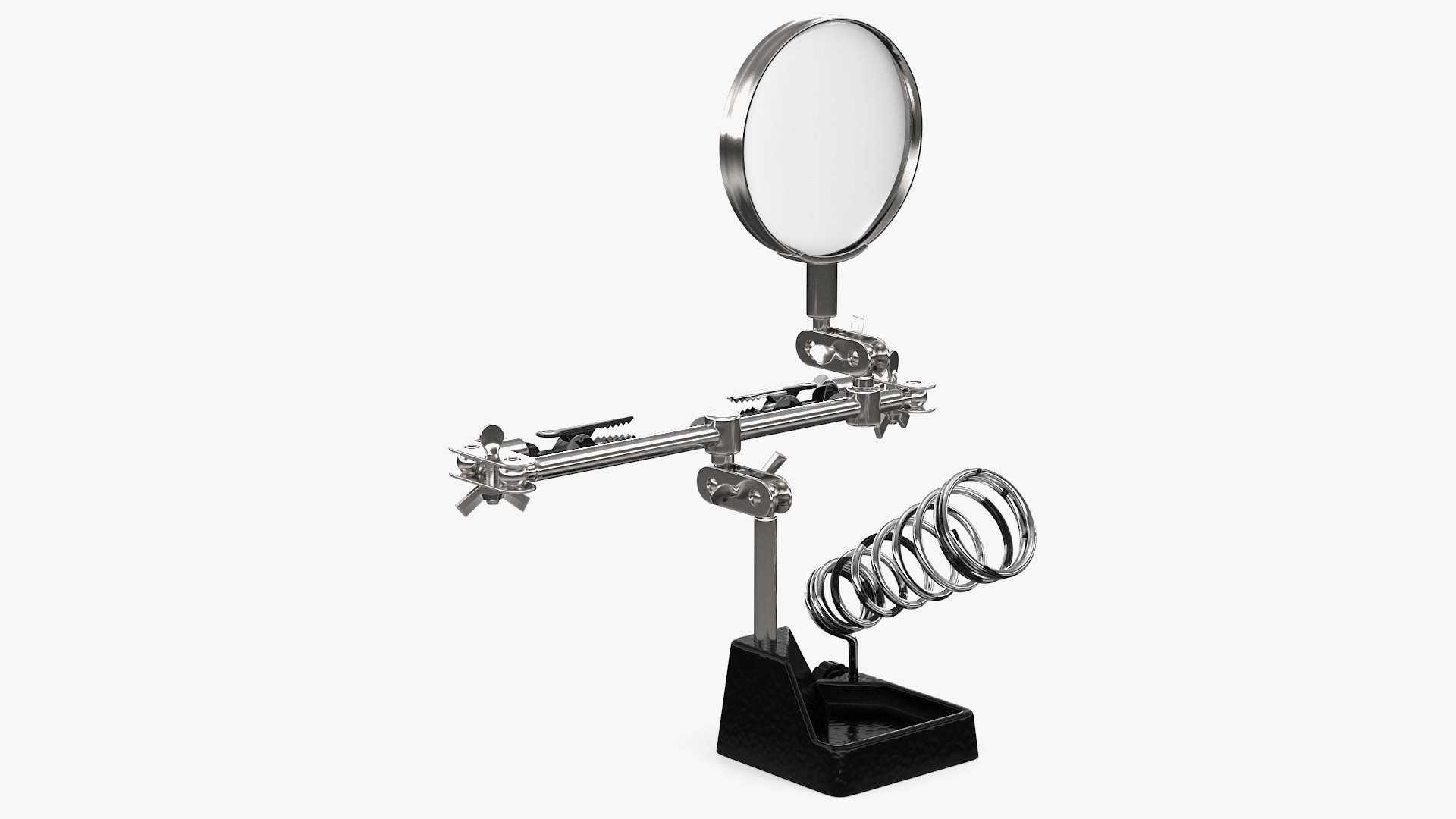 3D model helping hands magnifier soldering https://p.turbosquid.com/ts-thumb/eY/ZMjlgJ/Zsm6hVnE/helpinghandswithmagnifierandsolderingironstandrigged3dmodel006/jpg/1597544714/1920x1080/fit_q87/0093859359611a6c52ad24af704045c9420df52b/helpinghandswithmagnifierandsolderingironstandrigged3dmodel006.jpg