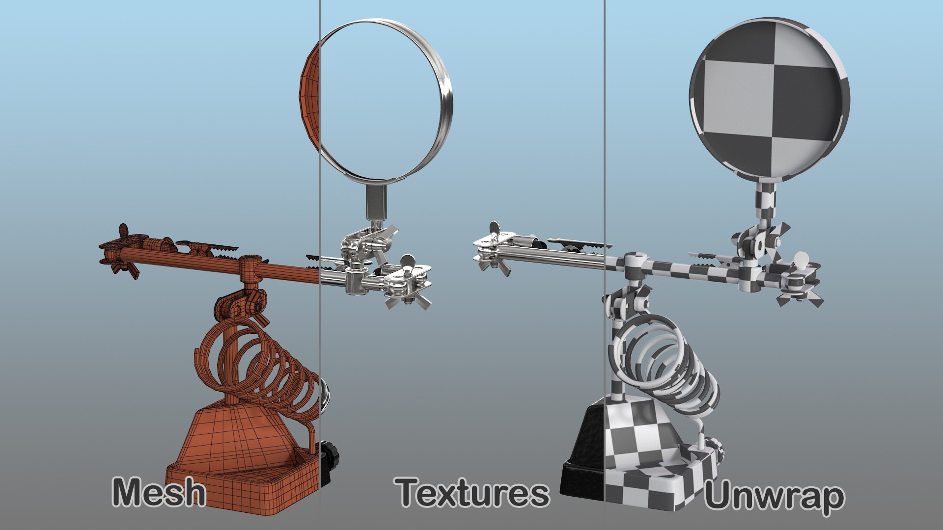 3D model helping hands magnifier soldering https://p.turbosquid.com/ts-thumb/eY/ZMjlgJ/nMc8S1ih/helpinghandswithmagnifierandsolderingironstandrigged3dmodel014/jpg/1597544794/1920x1080/fit_q87/c9c90ec7a1ac1132017399589fb7623000de9de7/helpinghandswithmagnifierandsolderingironstandrigged3dmodel014.jpg