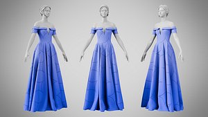 3D Dress 08 Very Light Blue With Design