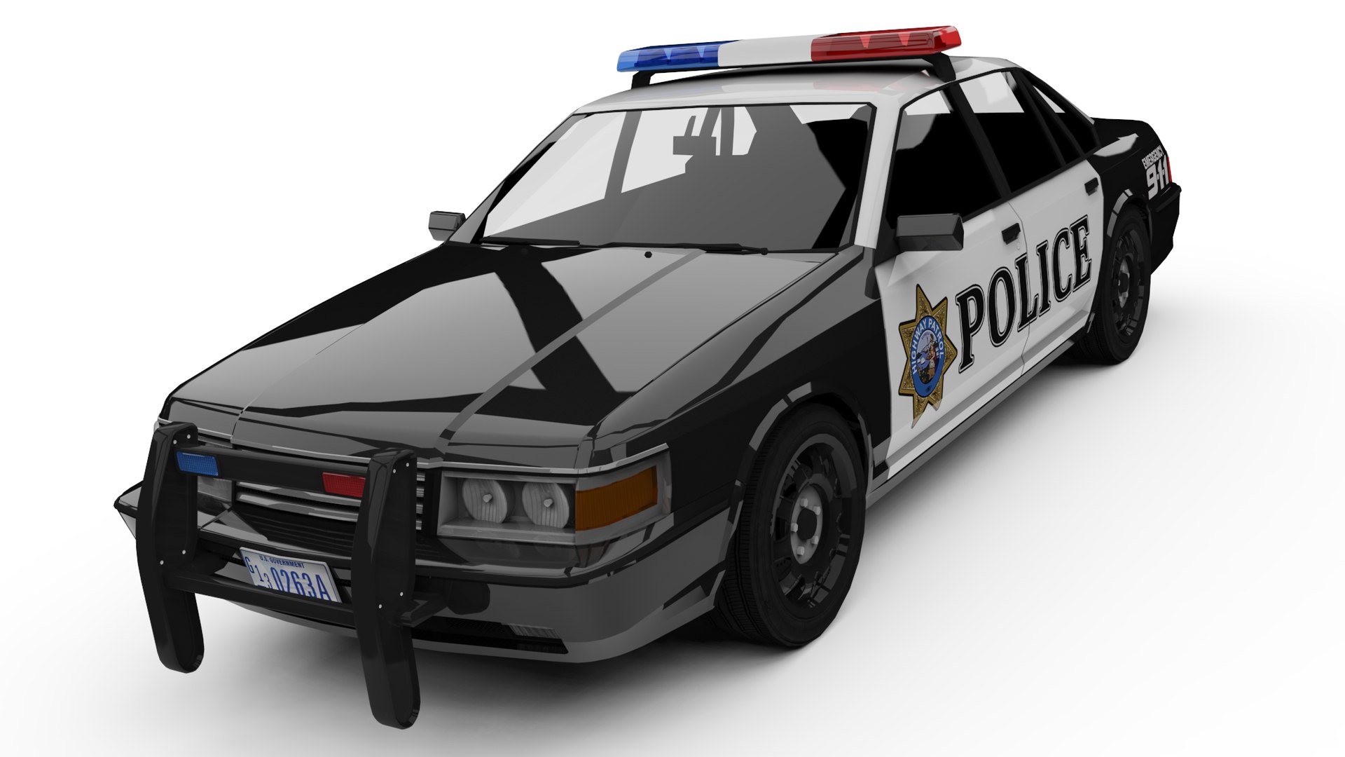 3D Generic Lowpoly Police Car Thompson - TurboSquid 2188268