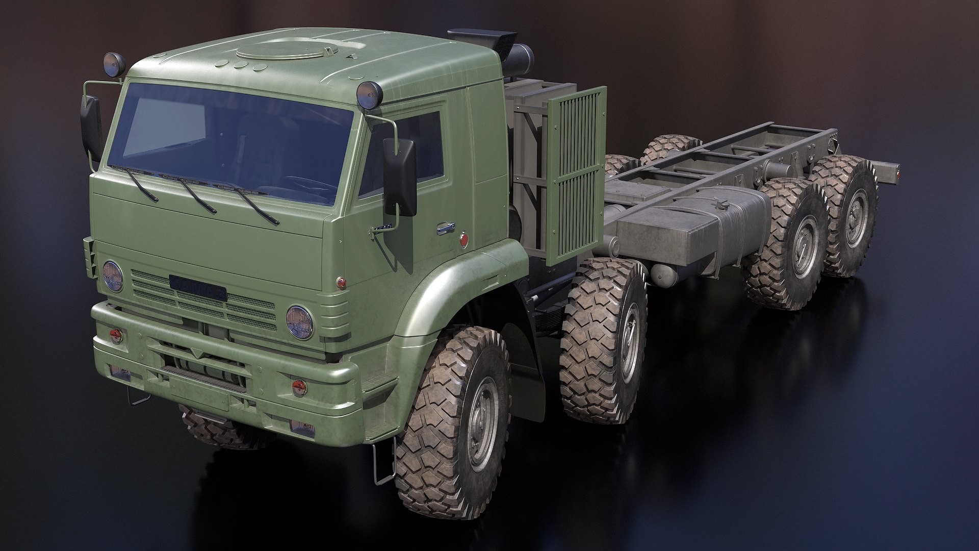 Kamaz 6560 Military Truck Dirty Rigged 3D model preview