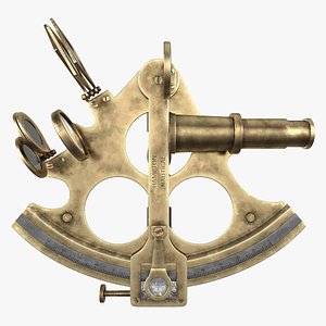 3D antique brass ship sextant model
