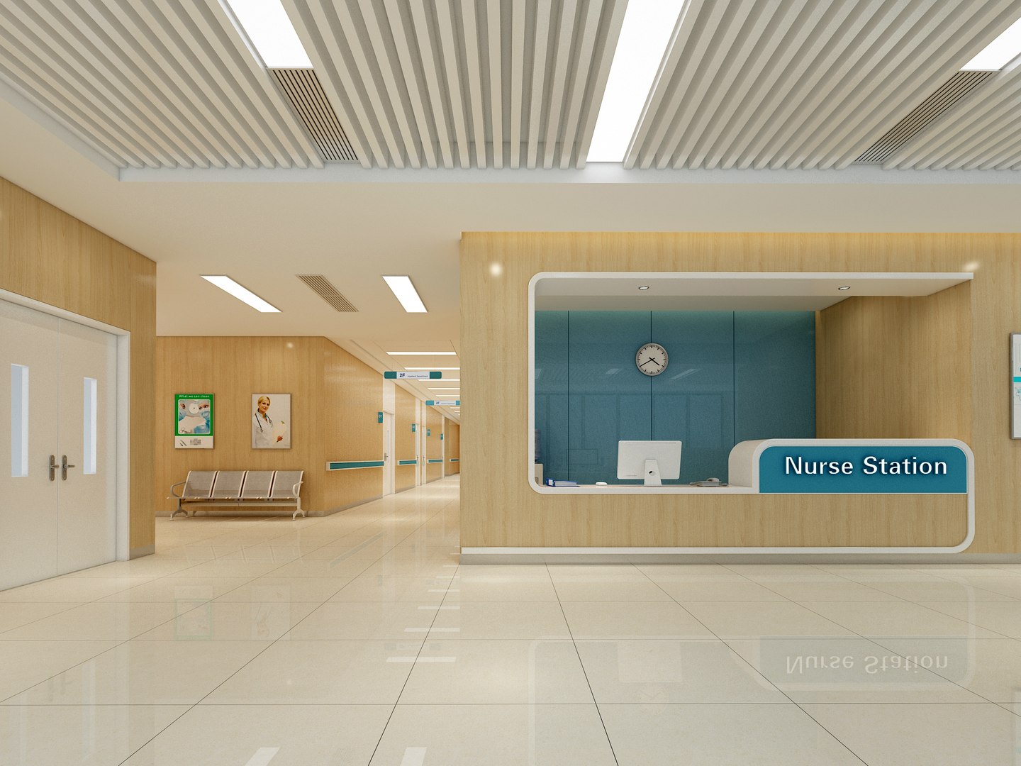 Hospital Hallway 10 3D Model - TurboSquid 2123693